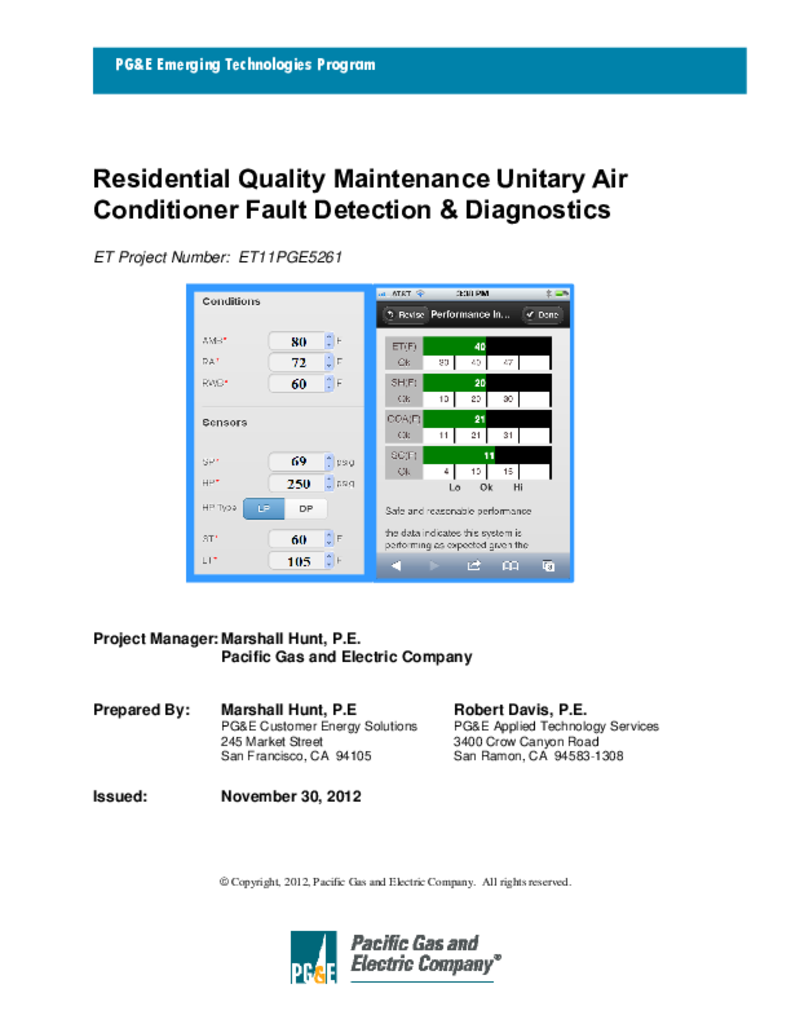 Residential Quality Maintenance Unitary Air Conditioner Fault Detection
