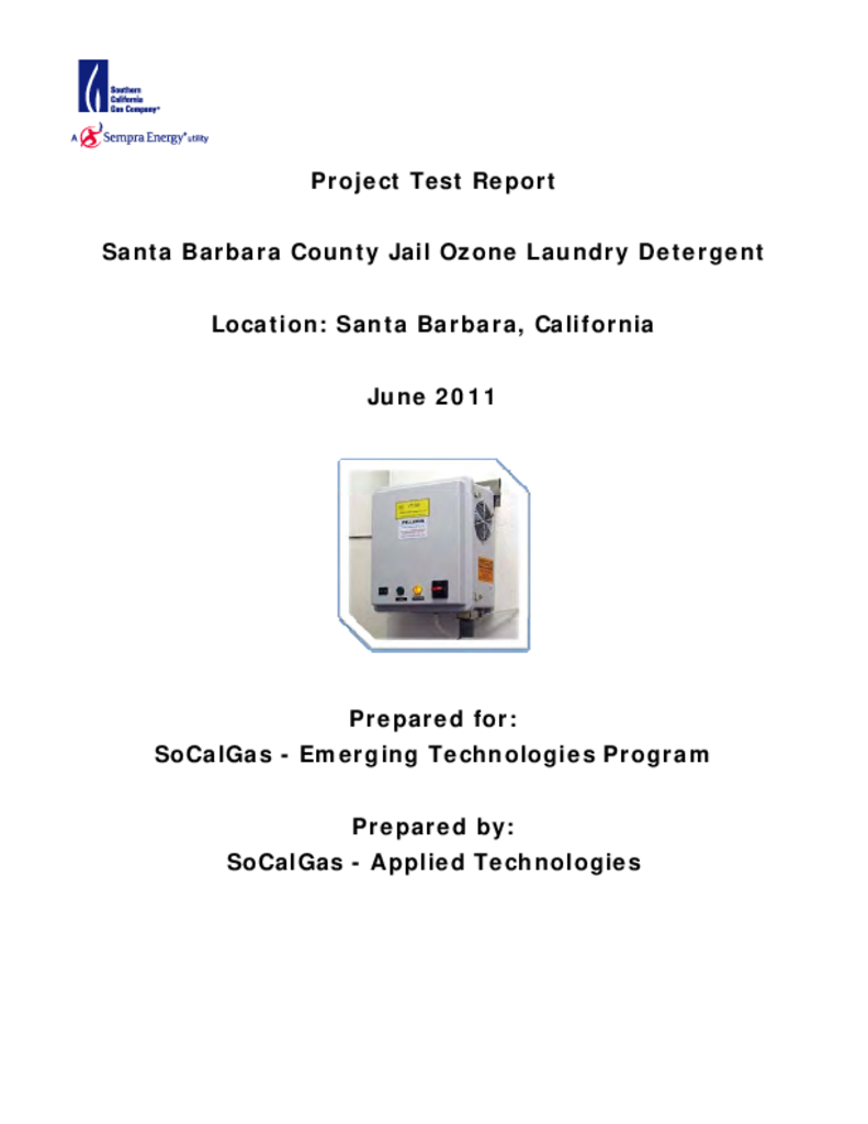 Ozone Laundry Detergent Field Testing ETCC