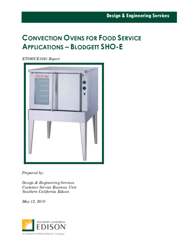 Convection Ovens for Food Service Applications ETCC