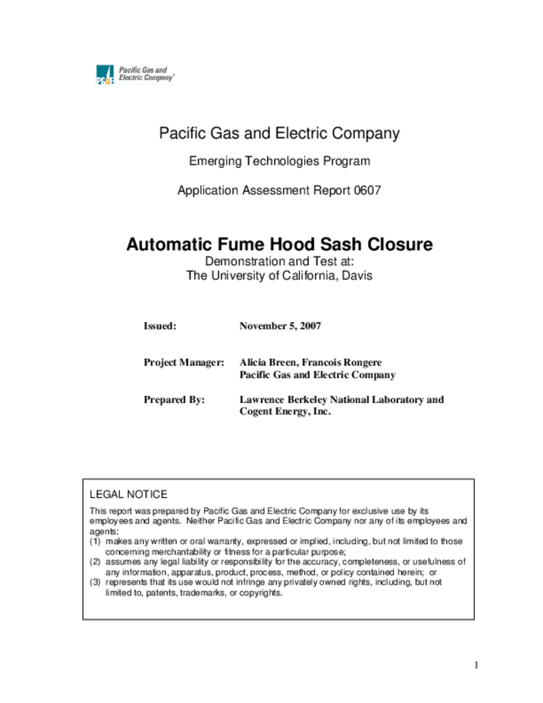 Automatic Fume Hood Sash Closure ETCC