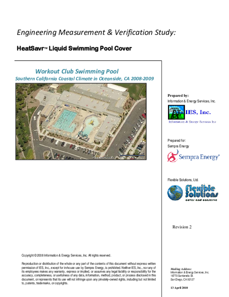 Liquid Pool Cover Engineering and Measurement Study ETCC