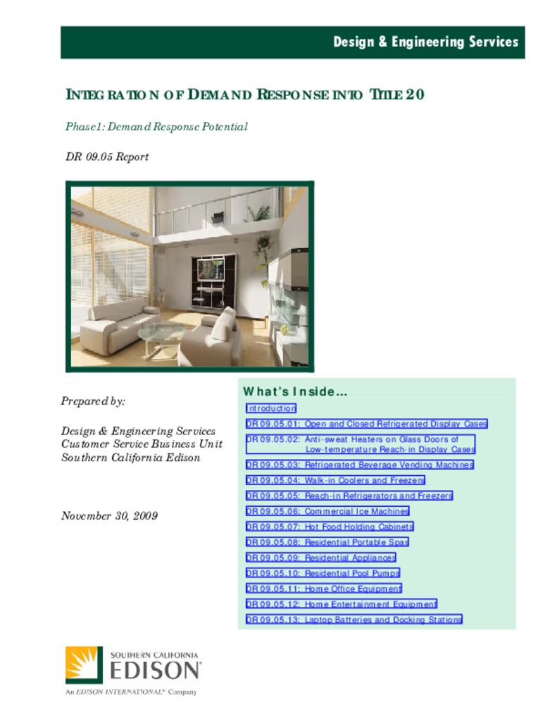 Integration of Demand Response into Title 20 and
