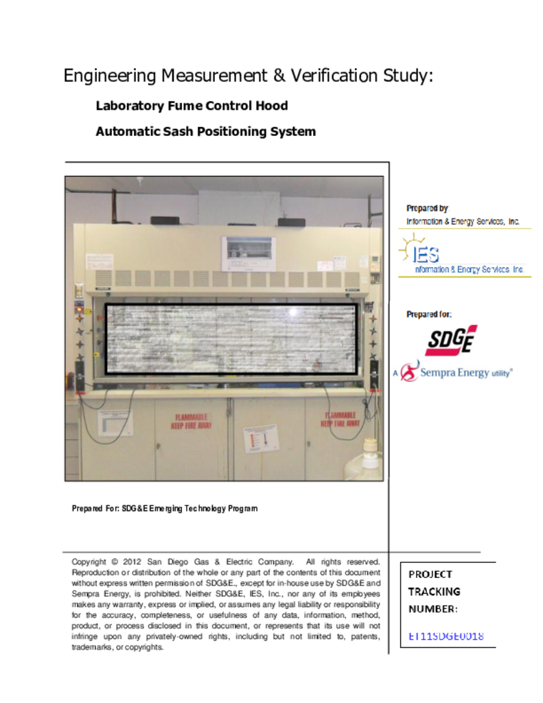 Fume Hood Retrofit with Automatic Sash Positioning System (ASPS) ETCC