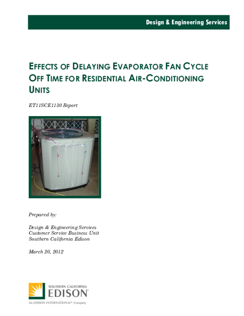ET11SCE1130 Evaporator Fan Delay Control ETCC